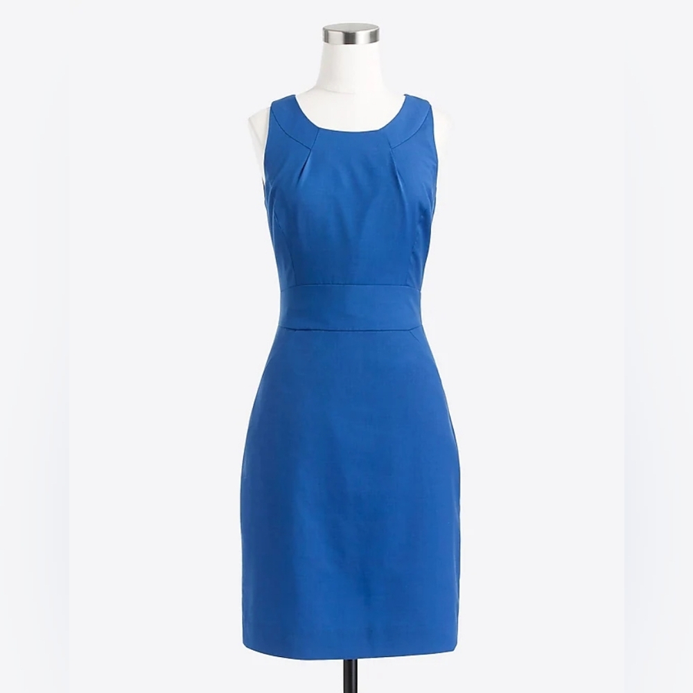 J. Crew Factory Royal Blue Tailored Shift Dress in Lightweight Wool